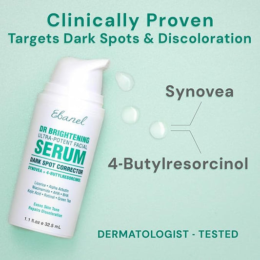 Ebanel Dark Spot Remover for Face & Body, Brightening Serum with Synovea HR, Alpha Arbutin, Niacinamide, Kojic Acid, Dark Spot Corrector for Hyperpigmentation, Discoloration, Melasma and Age Spots