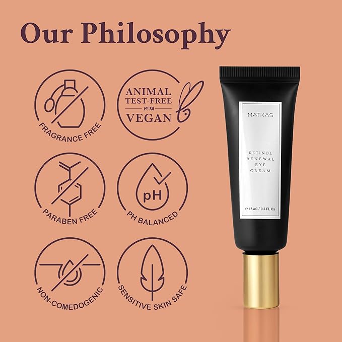 MATKAS Korean Retinol Under Eye Cream for Dark Circles 15mL - with Shea Butter and Niacinamide, Under Eyes Brightener, Anti Aging Cream, Eye Bags Remover, Under Eye Treatment for Women & Men, Skincare