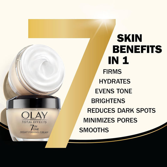 Olay Total Effects 7-in-1 Anti-Aging Night Cream β Firming & Hydrating Night Moisturizer for Women β Evens Tone, Smooths Texture, Reduces Fine Lines β Nighttime Skincare for Mature Skin β 1.7 oz