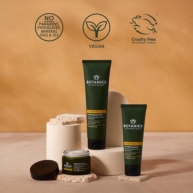 Botanics Clarifying Gel Moisturizer - Mattifying Facial Moisturizer with Salicylic Acid from Willow Bark - Reduces Shine & Improves Skin Texture - Vegan & Cruelty-Free (1.69 Fl Oz)