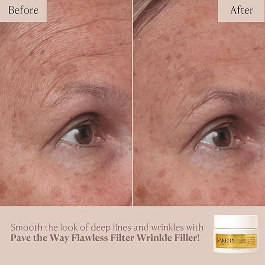 Nakery Pave The Way Flawless Filter Wrinkle Filler, Anti Aging Face Cream for Women, Instantly Smooths Deep Wrinkles, Blurs Imperfections, Skin Tightening Primer, Clinically Proven Formula Made in USA