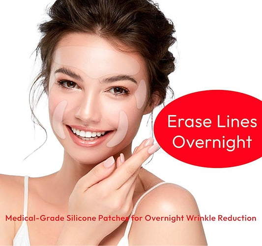 Forehead Wrinkle Patch & 4 Reusable Silicone Face Patches Set: Includes Eye Wrinkle Patches & Smile Line Patches - Improves Skin Texture, Prevent Wrinkles & Enhance Facial Radiance