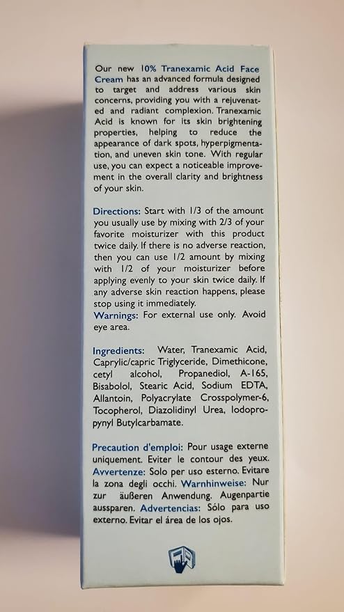 OMIC 10% Tranexamic Acid Cream – 1 fl oz / 30ml – Skin Brightening Cream, Reduce Appearance of Dark Spots, Skin Moisturizer, Even Skin Tone with Coconut Oil & Vitamin E