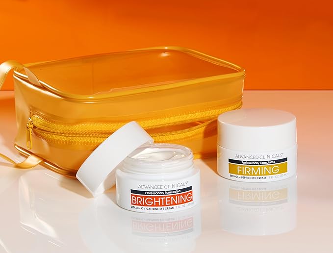 Advanced Clinicals Retinol Eye Cream + Vitamin C Under Eye Cream 2pc Skin Care Set | Visible Anti Aging Under Eyes Face Moisturizer Helps Improve Appearance Of Dark Circles, Puffy Eyes, & Puffiness