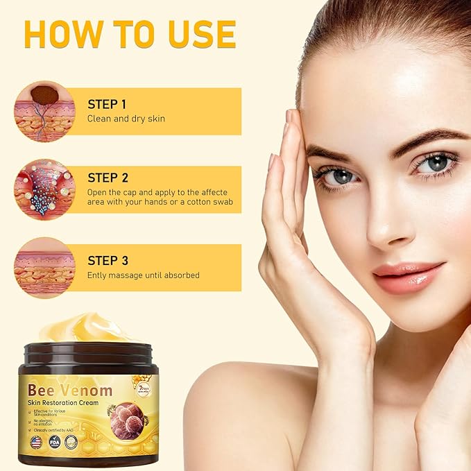 Bee Venom Skin Restoration Cream, Bee Venom Comprehensive Cream,Professional BeeVenom Skins Creams, Firming & Wrinkle-Reducing Creams,Natural Skin Moisturizer for All Skin Types(2PCS)