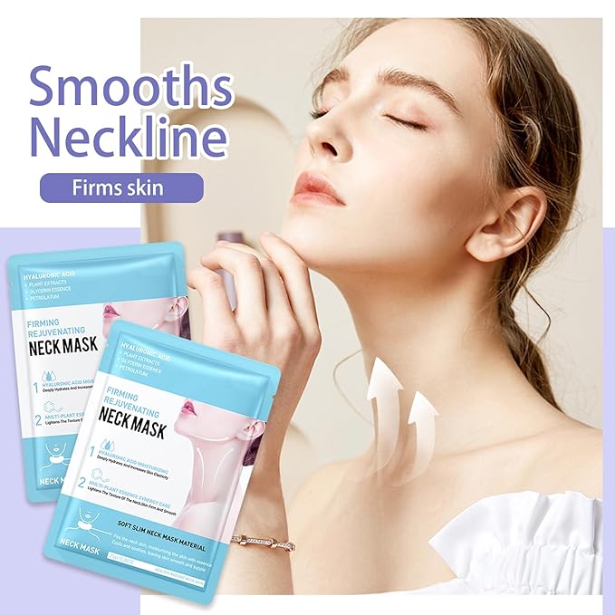 Neck Firming Mask Set,Non-greasy Tighten Lift Firming Neck Mask Skincare Moisturizer, 10 Pieces Deep Moisturizing Masks for Tightening, All Skin Type