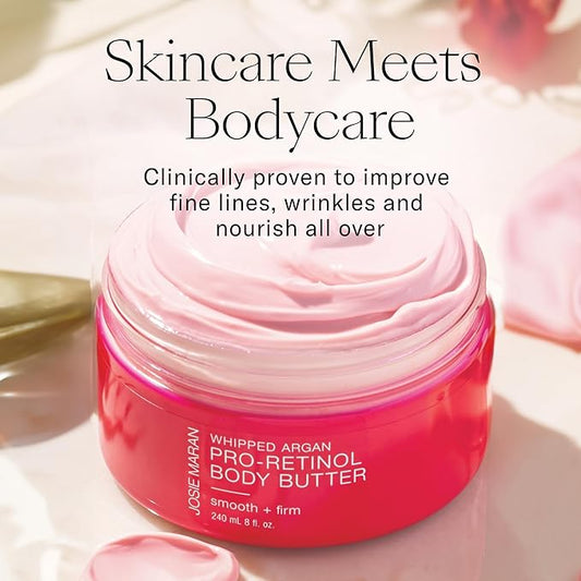 Josie Maran Whipped Argan Pro-Retinol Body Butter - Ultra-Hydrating Retinol Body Cream with Air-Whipped 100% Pure Argan Oil - Smooth, Soothe & Improve the Look of Fine Lines - Unscented (8 Oz)