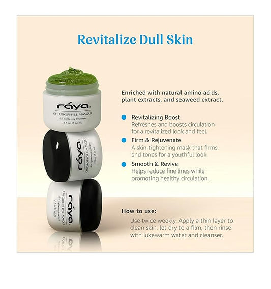 Raya Chlorophyll Masque (607) | Tightening Facial Treatment Mask for All Skin | Reduces Fine Lines and Wrinkles | Skin Tightening Mask for Face Skin Care | Face Masks Skincare