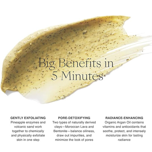 Josie Maran Whipped Argan + Pineapple Enzyme Deep Pore Cleansing Mask - Purifying Pore Mask With Nourishing Moroccan Argan Oil, 3 Essential Fatty Acids, & Squalane Oil (2 oz / 56 g)