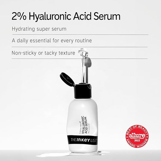 The INKEY List 2% Hyaluronic Acid Face Serum 2 FL/60ml, Hydrating Skincare, Combats Dry Skin, Vegan Friendly, Suitable For All Skin Types