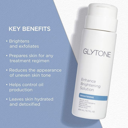 Glytone Enhance Brightening Solution | Brighten & Exfoliate with Glycolic Acid, Azelaic Acid Derivative, Niacinamide & Malachite Extract | Exfoliating Toner for Free Radical Defense | 6.7 fl oz.