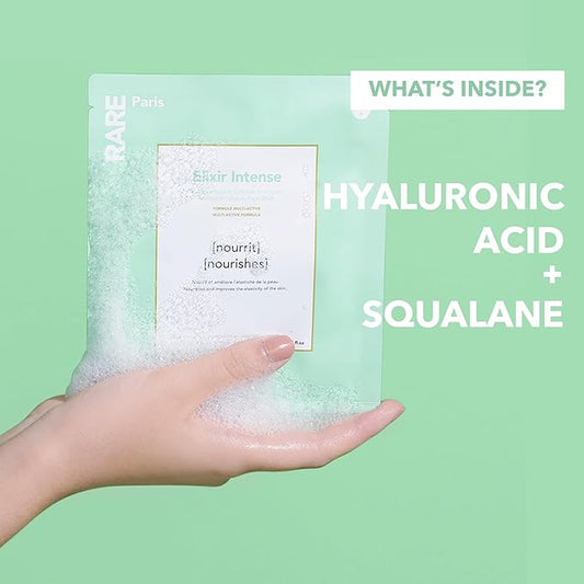 Élixir Intense - Nourishing Facial Sheet Mask - Hydrating & Brightening - With Hyaluronic Acid & Squalene - Multi-Active Serum Formula - Nourishing, Firming & Revitalizing - 1 Pack