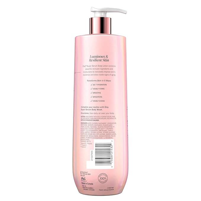 Olay Super Serum Body Wash + Hand & Body Lotion Bundle for Dry Skin, 24hr Long Lasting Hydration, 5+ Ingredient Serum Complex for Luminous Skin, 18.5 fl oz (Pack of 2)