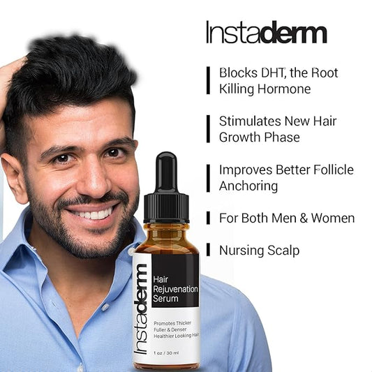 Hair Growth Serum- Extra Strength, DHT Blocker Hair Regrowth & Follicle Restoration Formula Treatment. Promotes Thicker, Fuller, Longer, Healthier Looking Hair for Men & Women.