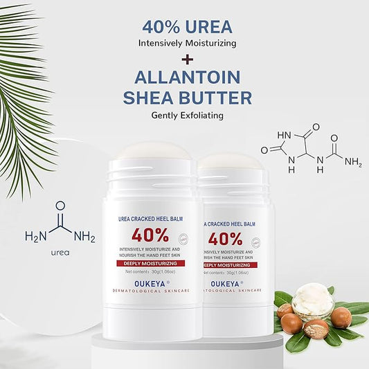 OUKEYA Urea Cream Stick 40 Percent,Heel Balm,Urea Hand Cream Stick and Foot Cream Stick for Dry Cracked,Cracked Heel Treatment.Urea Cream 40 Percent for Feet Maximum Strength(2 Pack)