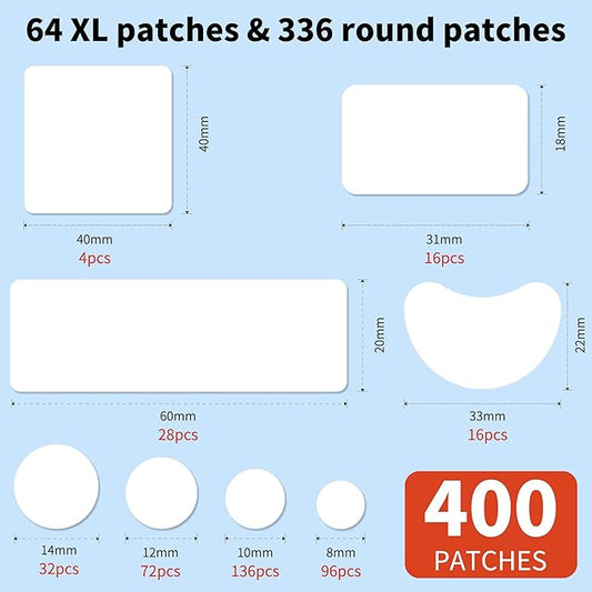 Large Pimple Patches for Face, 8 Sizes 400 Counts XL Acne Patches, Big Hydrocolloid Bandages for Body, Chin, Forehead, Chest, Back Zit Breakouts (Strip, Square, Round, Moon)