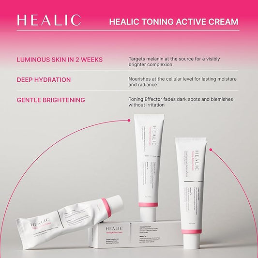 Toning Active Cream, Brightening Face Moisturizer with Niacinamide & Hyaluronic Acid, Hydrating & Soothing Facial Cream, Gentle for Sensitive Skin, Korean Skin Care, 60g/2.12oz