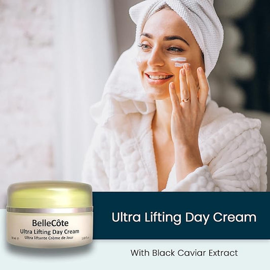 Caviar Ultra Lifting Day Cream - Anti Aging with Hyaluronic Acid, Peptides & Avocado Oil | Boosts Collagen Synthesis & Reduces Lines and Wrinkles | For Dehydrated Face Skin 1.6 fl oz