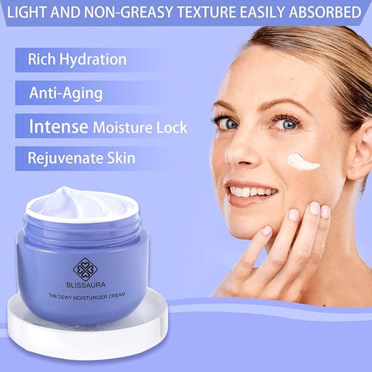 Dewy Skin Cream Face Moisturizer Water Cream for Women with Purple Rice & Hyaluronic Acid - Rich Face Cream to Hydrate, Plump and Protect Dry and Combo Skin 50ml/1.7 fl oz