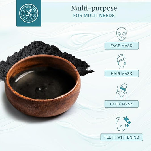 Bare Essentials Living - Bentonite Clay Powder and Activated Charcoal Powder Blend (8oz) Great for Charcoal Face Mask, Facial, Hair Mud Mask, DIY Bentonite Clay Toothpaste, & Charcoal for Soap Making