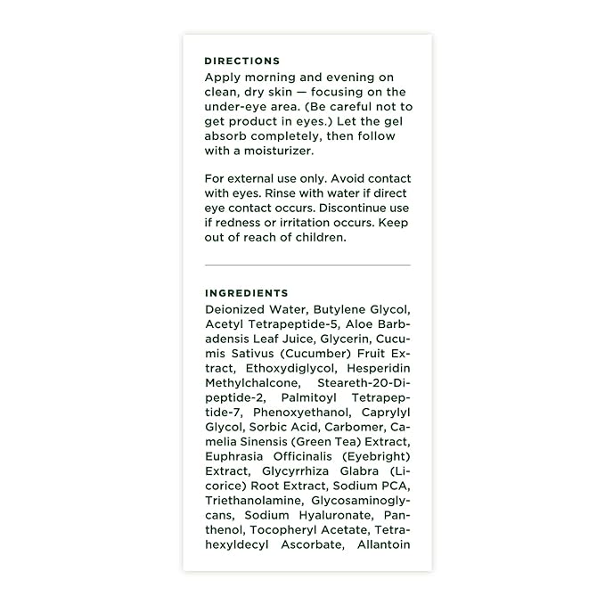 Tree of Life Beauty Anti-Aging Eye Treatment Gel Cream to Hydrate Dark Circles and Reduce Puffiness, Bags and Wrinkles, Vitamin C