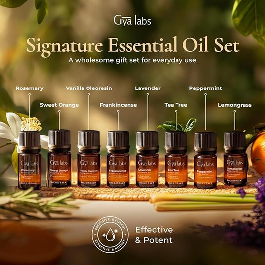 Gya Labs Signature Essential Oil Set (0.17 Fl Oz×8) - Relaxation Gifts for Women - for Diffuser, Aromatherapy & DIY Candle Making Scents