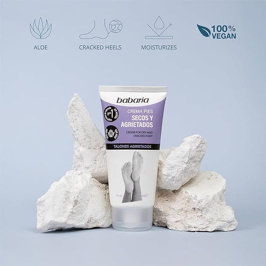 Babaria Dry Feet Cream - Foot Cream Absorbs Quickly to Instantly Soothe and Smooth - Infused with Aloe Vera, Sweet Almond, and Shea Butter - 2 pc
