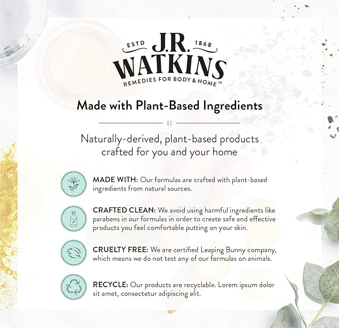 J.R. Watkins Natural Moisturizing Hand Cream, Hydrating Hand Moisturizer with Shea Butter, Cocoa Butter, and Avocado Oil, USA Made and Cruelty Free, 3.3oz, Lavender, (Pack of 4)