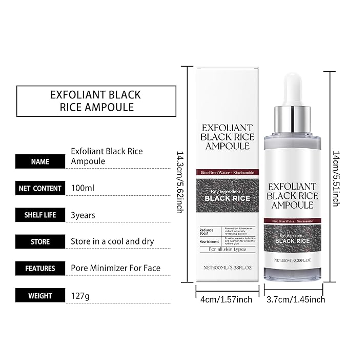 Peel Shot Glow Rice Ampoule Duo–2 PCS White & Black Rice Facial Serum Lightweight Hydrating Formula for All Skin Facial Exfoliator Pore Refining Dead Skin Cells Remover