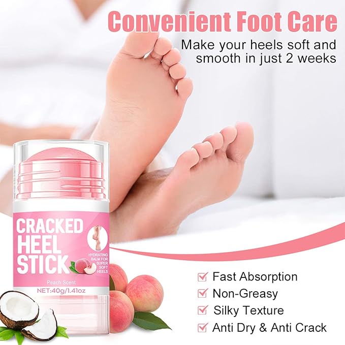 60% Urea Cream plus 2% Salicylic Acid - Upgraded Urea Foot Hand Cream Stick for Repairing Restore Balm, Cracked Hands Elbows Feet Knees, Moisturizes and Hydrates the Dry & Dead Skin, Peach Scent
