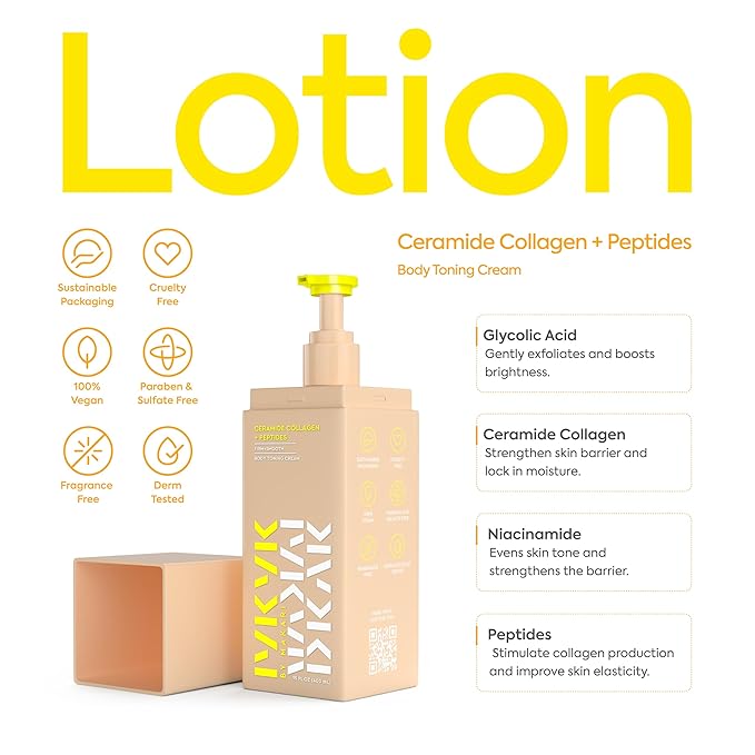 IYKYK By Makari Ceramide Collagen + Peptides Body Toning Cream, Smoothing & Firming Body Lotion for Women, Boosts Elasticity & Radiance for Glowing, Supple Skin, Vegan, No Fragrance, Paraben & Sulfate