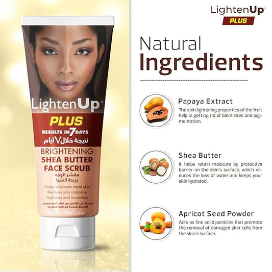 OMIC Lighten-Up Brightening Face Wash - 4 fl oz / 118 ml - Face Scrub Exfoliator, Natural Shower Gel, with Coconut Oil, Papaya, Shea Butter for All Skin Types