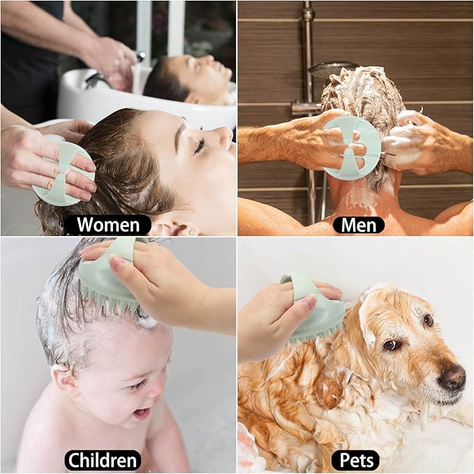 Hair Scalp Massager Shampoo Brush Silicone Scalp Scrubber Head Scrubber Exfoliating Brush - Green