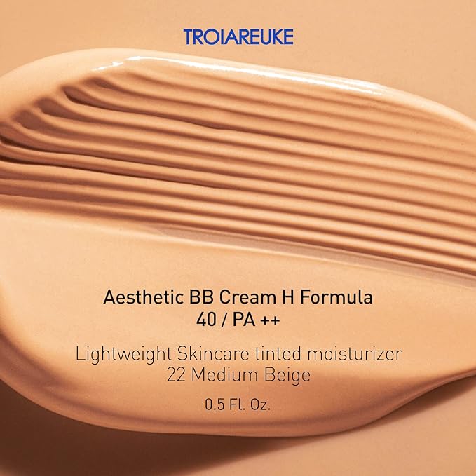 TROIAREUKE Aesthetic BB Cream H+ Formula SPF50+ PA+++, Lightweight Blemish Balm, Tinted Moisturizer with Medium Coverage, Lasting Foundation Makeup Base for Oily Skin | Korean Beauty Makeup