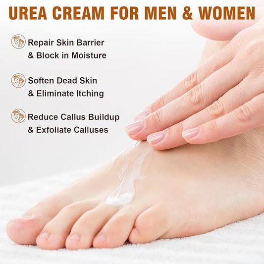 60% Urea Foot Cream with 2% Salicylic Acid for Dry Cracked Heels, Organic Tea Tree Feet Callus Repair Lotion, Maximum Strength Moisturizer with Hyaluronic Acid & Ceramides for Dry, Rough Skin