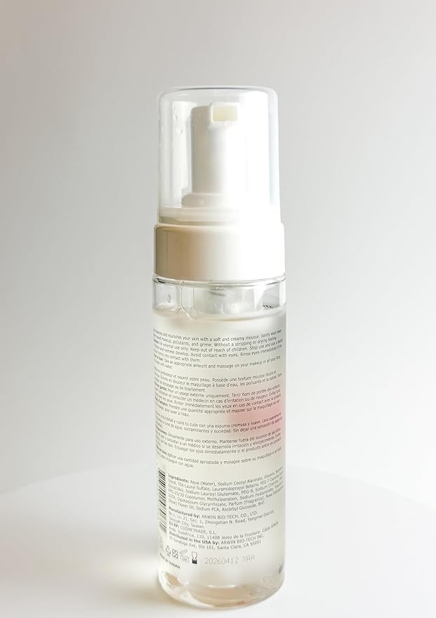 BIOCHEM Bulgarian Rose Foaming Face Wash, 3-in-1 Cleanser Mousse with Rose Oil, Vitamin C & Hyaluronic Acid, Hydrating Gentle Daily Cleanser for All Skin Types, Cruelty-Free (5.75 fl oz / 170 mL)