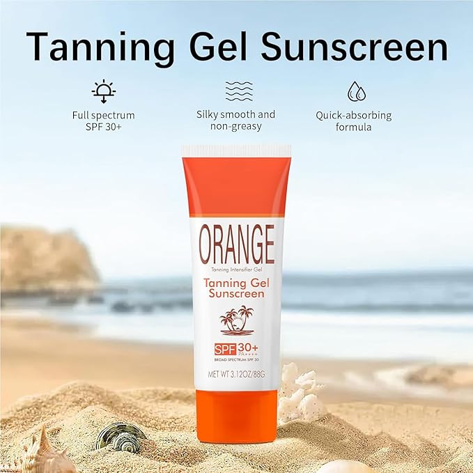 Sun Tanning Gel with SPF 30 Sunscreen, 2PCS Hydrating & Moisturizing Formula Sunscreen, Travel Size Fast-Absorbing Tan Accelerator Sunscreens, Gentle Sun Protection for All Skin Types