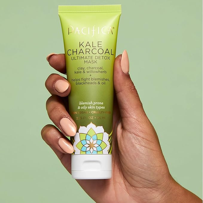 Pacifica Kale Charcoal Ultimate Detox Face Mask, Deep Pore Cleansing Clay Mask for Acne, Blackhead Removal, Blemish Control, Vegan, Purifying & Oil Control Vegan Facial Mask, 2.25 Fl Oz