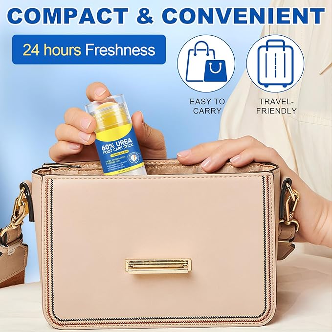 2Pack Urea Cream Stick 60% plus 2% Salicylic Acid, Foot Cream Moisturizer for Dry Cracked Feet, Knees, Elbows, Hands, Moisturizes and Hydrates the Dry Skin, Skin Softener, 2.82 Oz