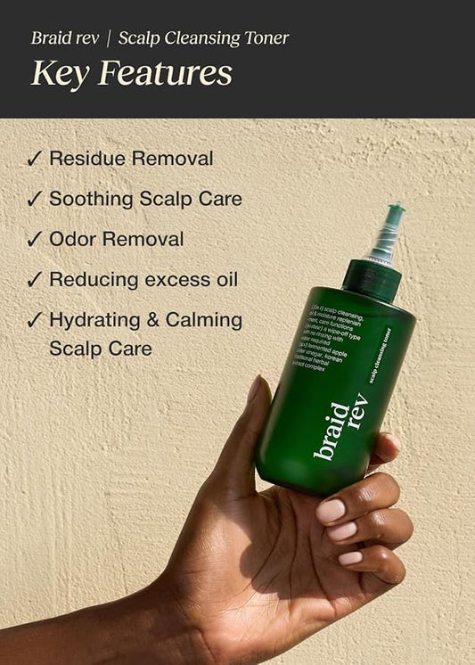 Scalp Cleansing Toner with Apple Cider Vinegar for Braiding Hair, No-Rinse Moisturizing Scalp Exfoliator, 6.76 Fl Oz