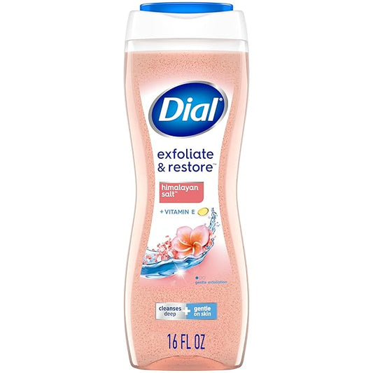 Dial Body Wash, Exfoliate & Restore Himalayan Salt, 16 Fl Oz (Pack of 4)