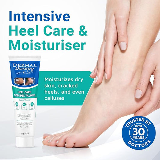 Dermal Therapy - Heel Care Cream, Foot Cream for Dry Cracked Heels, Intense Foot Moisturizer with Urea and AHA, Foot Lotion with Non-Greasy Formula, 300g