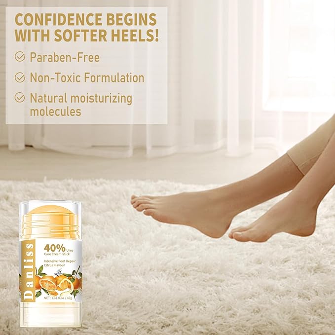 Urea Cream Stick 40 Percent, Heel Balm, Urea Hand Cream Stick and Foot Cream for Dry Cracked, Cracked Heel, Moisturizer for Dry Skin Care 1.41 Oz (Citrus Flavour)