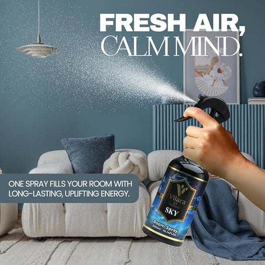 Room Spray Air Freshener –Odor Eliminator Spray for Home, Bathroom & Office – Long Lasting Floral Mist Deodorizer, Non Toxic Natural Air Spray for Bedding10.14 fl oz (Sky-Rose-Mango)