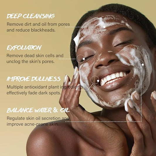 Turmeric Exfoliating Face Wash Vitamin C Facial Cleanser Microdermabrasion Exfoliator Face Scrub Foaming Cleanser Removing Blackhead Acne Moisturizing Soft Natural Skin Care for Women Men