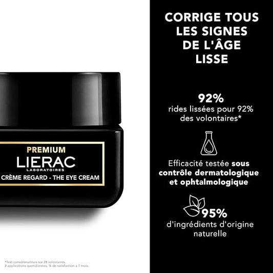 Lierac Under Eye Cream for Dark Circles - Firming with Gentian and Niacinamide, Tightens & Smoothes Wrinkles, Reduces Puffiness and Bags, Balm Texture, 20ml