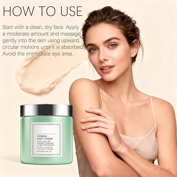 Champagne Firming Body Cream - Anti-Aging Lifting Cream to Tighten Skin & Hydrate, Fights Crepey Skin on Arms, Legs, Body with Luxe-Lift Complex, Sweet Almond Coconut Scented Body Cream (01)