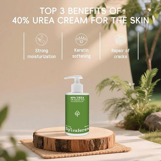 Urea Cream 40 Percent Maximum Strength for Feet Unscented Plus 2% Salicylic Acid 10.1 Oz with Tea Tree, Jojoba Oil and Aloe Vera Foot Cream for Dry Cracked Heels Feet Knees Hands Callus Remover