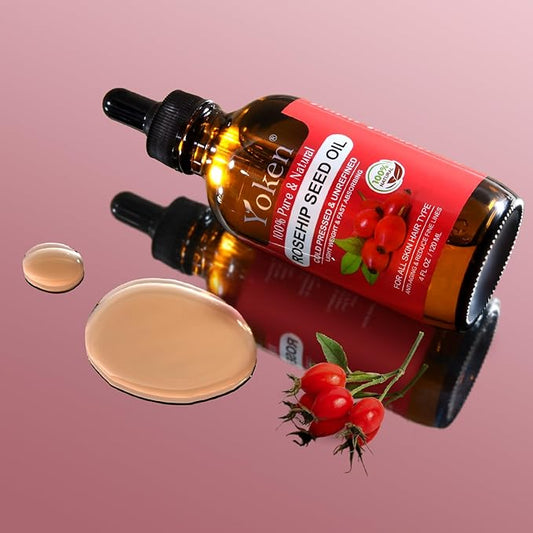 Yoken Rosehip Seed Oil For Face,100% Pure Rosehip oils For Skin,Scars,Hair & Nails.4 fl Oz Cold Pressed Rose Hips Oil For Skin Care, Anti-Aging, Scar Treatment, GUA SHA Massage DIY (4 Fl Oz)