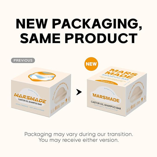 Marsmade Castor Oil Shampoo Bar Hydrating & Moisturizing Natural Hair Soap for Bathing, Hair Growth & Scalp Nourishment, Solid Shampoo for All Hair Types (120g, 4.23 oz)